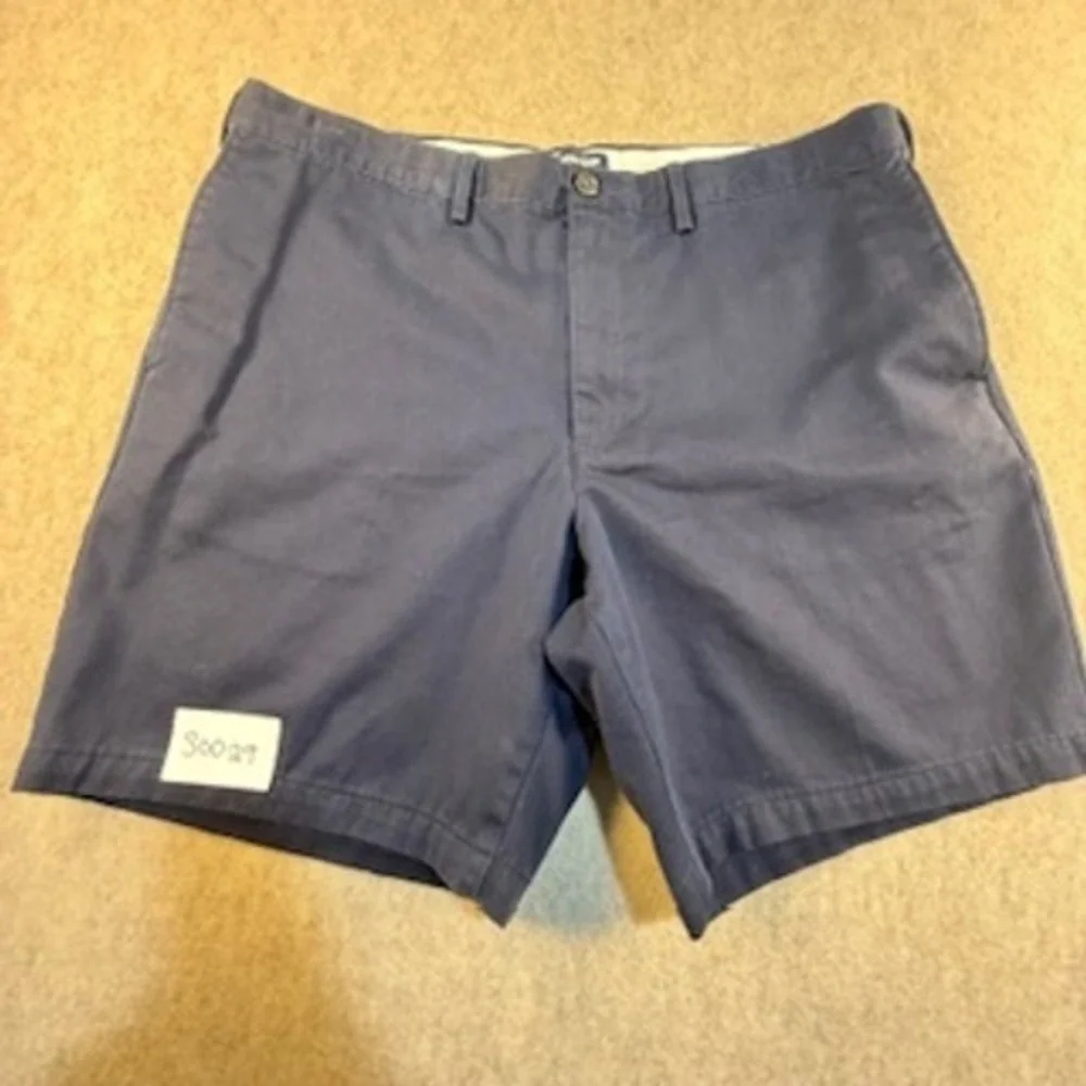 Lands' End Mens Navy Blue Traditional Fit Chino Shorts Size 40 Flat Front‎